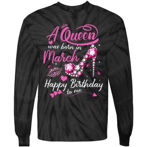 Black Queens are Born in March Wo Birthday Gift Tie-Dye Long Sleeve Shirt