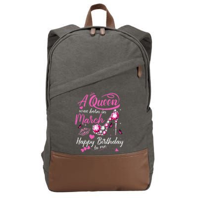 Black Queens are Born in March Wo Birthday Gift Cotton Canvas Backpack