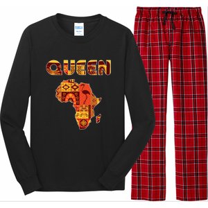 Black Queen African Art Pattern Africa Map Black Pride Couple Matching Long Sleeve Pajama Set