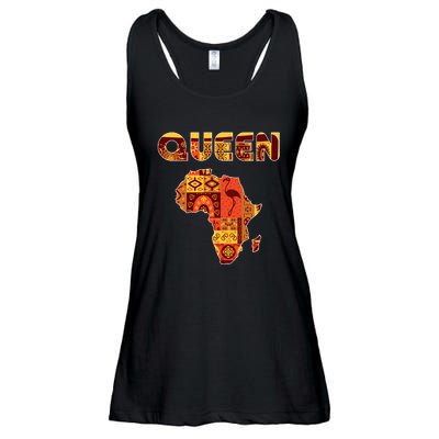 Black Queen African Art Pattern Africa Map Black Pride Couple Matching Ladies Essential Flowy Tank