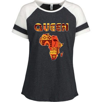 Black Queen African Art Pattern Africa Map Black Pride Couple Matching Enza Ladies Jersey Colorblock Tee