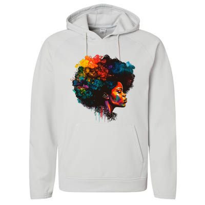 Black Queen Afro Melanin Dripping Juneteenth Performance Fleece Hoodie