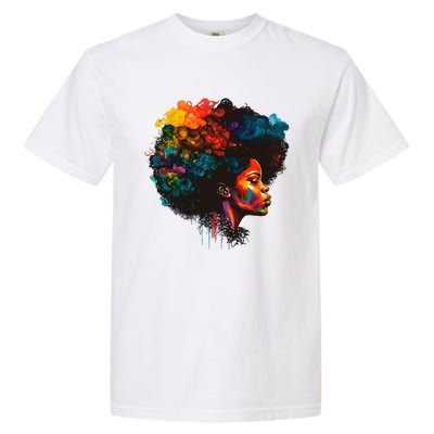 Black Queen Afro Melanin Dripping Juneteenth Garment-Dyed Heavyweight T-Shirt