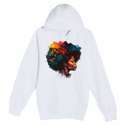 Black Queen Afro Melanin Dripping Juneteenth Premium Pullover Hoodie