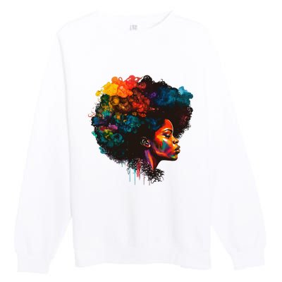 Black Queen Afro Melanin Dripping Juneteenth Premium Crewneck Sweatshirt