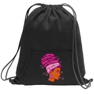 Black Queen African Women_ Pink Afro Breast Cancer Awareness Sweatshirt Cinch Pack Bag