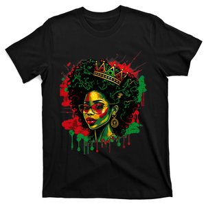 Black Queen Afro Melanin Woman Dripping Art Black History T-Shirt