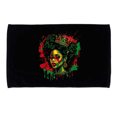 Black Queen Afro Melanin Woman Dripping Art Black History Microfiber Hand Towel