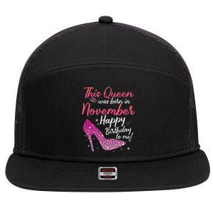 Black Queens Are Born In November Birthday 7 Panel Mesh Trucker Snapback Hat