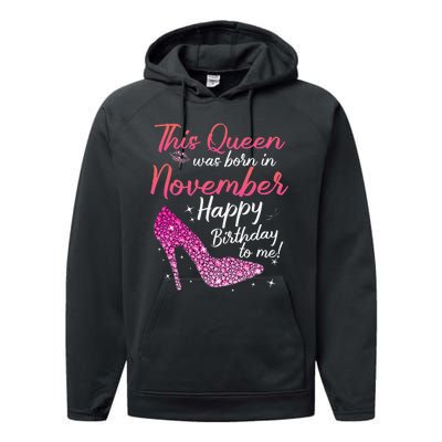 Black Queens Are Born In November Birthday Performance Fleece Hoodie