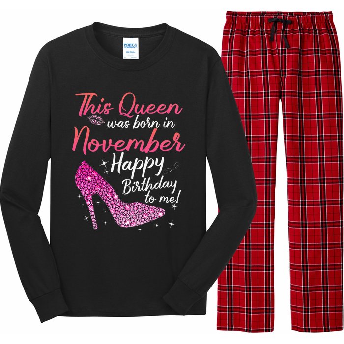 Black Queens Are Born In November Birthday Long Sleeve Pajama Set