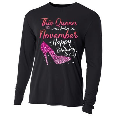 Black Queens Are Born In November Birthday Cooling Performance Long Sleeve Crew