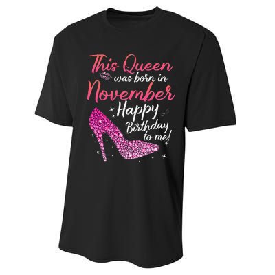 Black Queens Are Born In November Birthday Performance Sprint T-Shirt