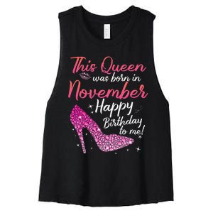 Black Queens Are Born In November Birthday Women's Racerback Cropped Tank