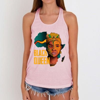 Black Queen Afro Melanin African Women Black History Women's Knotted Racerback Tank