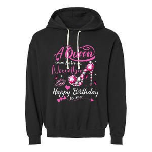 Black Queens Are Born In November Birthday Garment-Dyed Fleece Hoodie