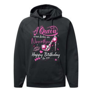 Black Queens Are Born In November Birthday Performance Fleece Hoodie