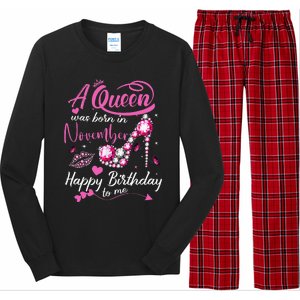 Black Queens Are Born In November Birthday Long Sleeve Pajama Set