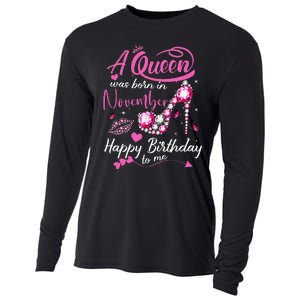 Black Queens Are Born In November Birthday Cooling Performance Long Sleeve Crew