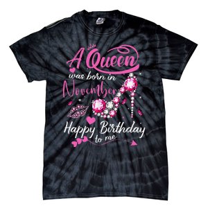 Black Queens Are Born In November Birthday Tie-Dye T-Shirt