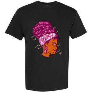 Black Queen African Women Pink Afro Breast Cancer Awareness Garment-Dyed Heavyweight T-Shirt