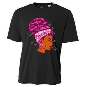 Black Queen African Women Pink Afro Breast Cancer Awareness Cooling Performance Crew T-Shirt