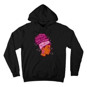 Black Queen African Women Pink Afro Breast Cancer Awareness Hoodie