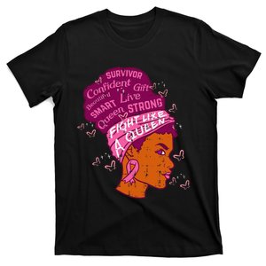 Black Queen African Women Pink Afro Breast Cancer Awareness T-Shirt