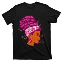 Black Queen African Women Pink Afro Breast Cancer Awareness T-Shirt