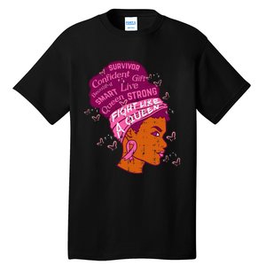 Black Queen African Women Pink Afro Breast Cancer Awareness Tall T-Shirt