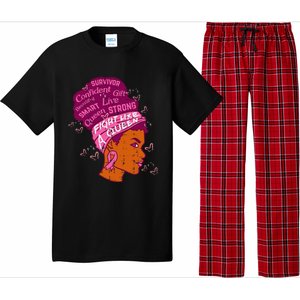 Black Queen African Women Pink Afro Breast Cancer Awareness Pajama Set