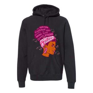 Black Queen African Women Pink Afro Breast Cancer Awareness Premium Hoodie