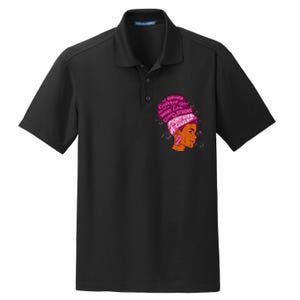 Black Queen African Women Pink Afro Breast Cancer Awareness Dry Zone Grid Polo