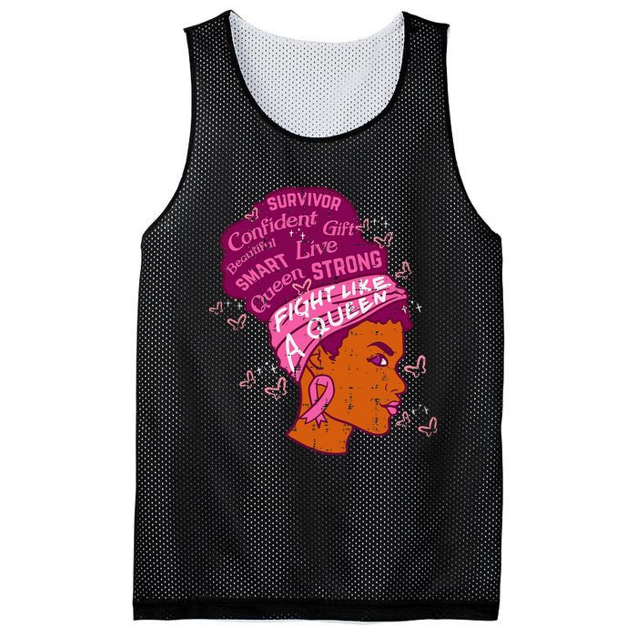 Black Queen African Women Pink Afro Breast Cancer Awareness Mesh Reversible Basketball Jersey Tank