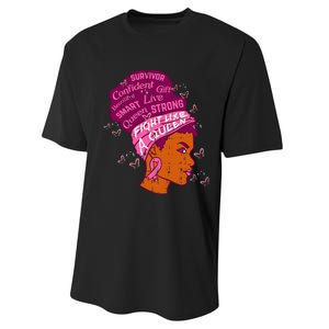 Black Queen African Women Pink Afro Breast Cancer Awareness Performance Sprint T-Shirt