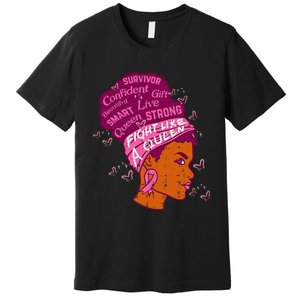 Black Queen African Women Pink Afro Breast Cancer Awareness Premium T-Shirt