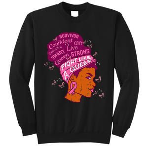 Black Queen African Women Pink Afro Breast Cancer Awareness Tall Sweatshirt