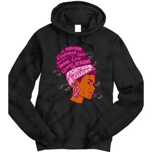 Black Queen African Women Pink Afro Breast Cancer Awareness Tie Dye Hoodie