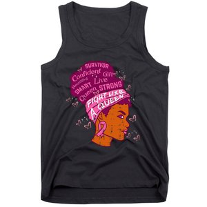 Black Queen African Women Pink Afro Breast Cancer Awareness Tank Top