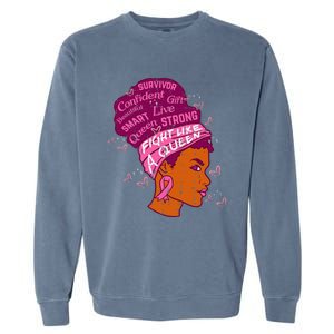 Black Queen African Women Pink Afro Breast Cancer Awareness Garment-Dyed Sweatshirt