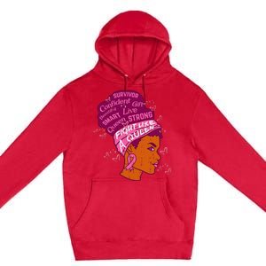 Black Queen African Women Pink Afro Breast Cancer Awareness Premium Pullover Hoodie