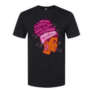 Black Queen African Women Pink Afro Breast Cancer Awareness Softstyle CVC T-Shirt