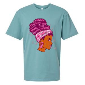 Black Queen African Women Pink Afro Breast Cancer Awareness Sueded Cloud Jersey T-Shirt