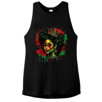 Black Queen Afro Melanin Woman Dripping Art Black History Ladies PosiCharge Tri-Blend Wicking Tank