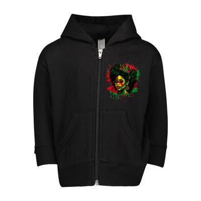 Black Queen Afro Melanin Woman Dripping Art Black History Toddler Zip Fleece Hoodie