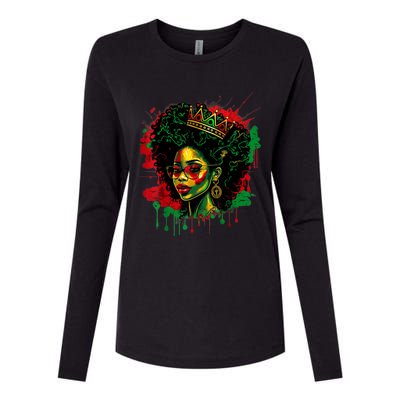 Black Queen Afro Melanin Woman Dripping Art Black History Womens Cotton Relaxed Long Sleeve T-Shirt