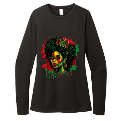 Black Queen Afro Melanin Woman Dripping Art Black History Womens CVC Long Sleeve Shirt