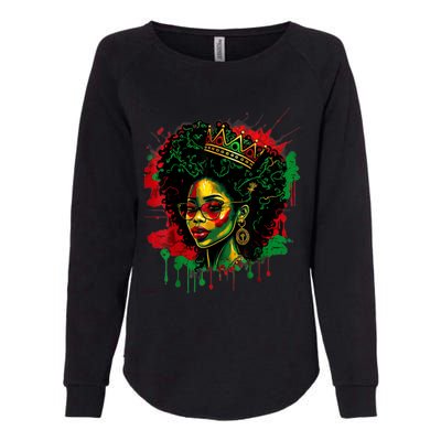 Black Queen Afro Melanin Woman Dripping Art Black History Womens California Wash Sweatshirt