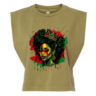 Black Queen Afro Melanin Woman Dripping Art Black History Garment-Dyed Women's Muscle Tee