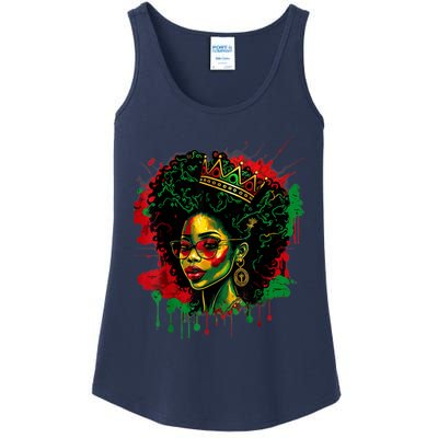 Black Queen Afro Melanin Woman Dripping Art Black History Ladies Essential Tank